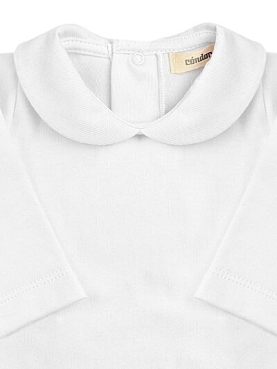 Body de bebé de manga larga con cuello redondo de piqué – Blanco