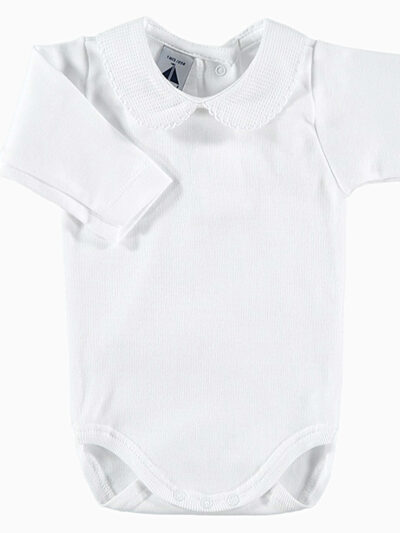 Body de bebé con cuello redondo texturizado – Blanco