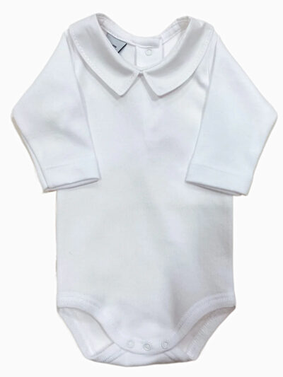 Body de bebé niño con cuello de camisa – Blanco