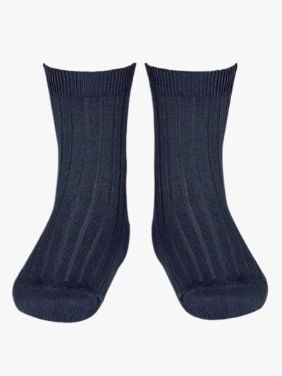Chaussettes bébé courtes côtelées – Bleu marine