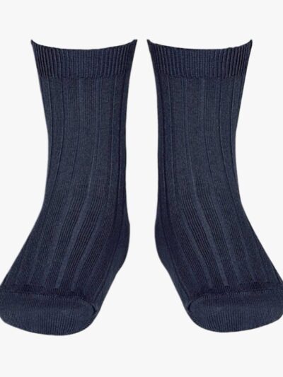 Chaussettes bébé courtes côtelées – Bleu marine