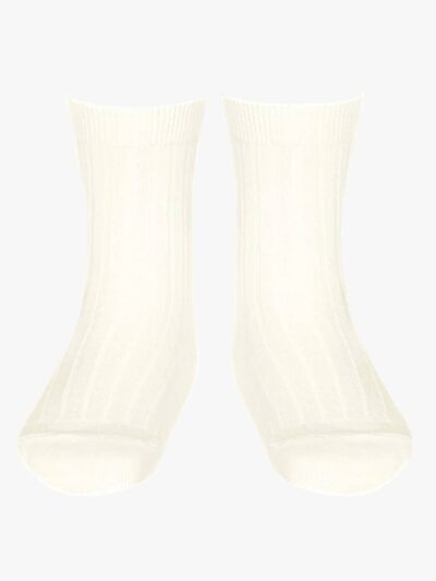 Chaussettes bébé courtes côtelés – Blanc