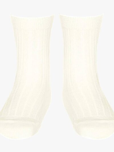 Chaussettes bébé courtes côtelés – Blanc