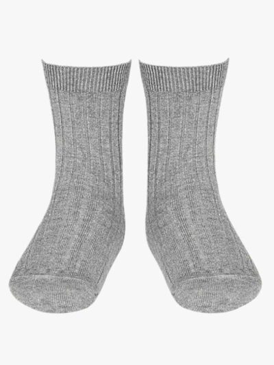 Chaussettes bébé courtes côtelées – Gris