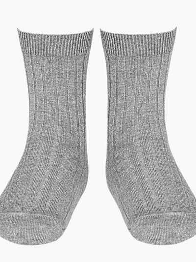 Chaussettes bébé courtes côtelées – Gris