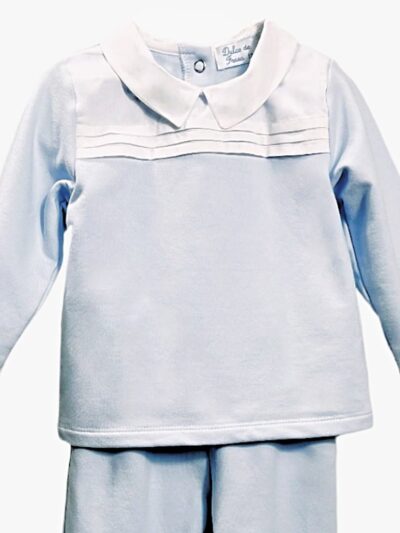 Pyjama bébé garçon deux pièces à col chemise – Bleu ciel