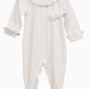 Pyjama bébé mixte en velours à pompons - Blanc