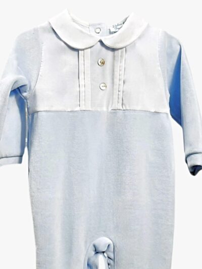 Pyjama bébé garçon en velours esprit chemise – Bleu ciel