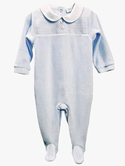 Pyjama bébé garçon en velours – Bleu ciel