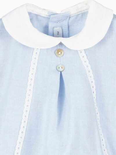 Barboteuse bébé mixte à col rond – Bleu ciel