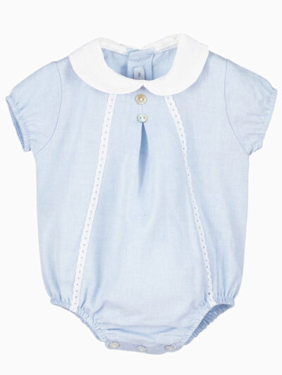 Barboteuse bébé mixte à col rond – Bleu ciel