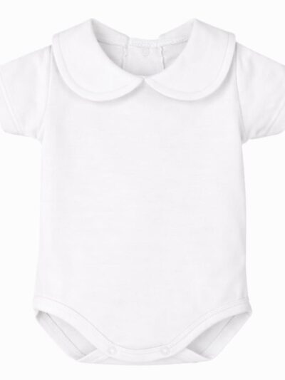 Body de bebé de manga corta con cuello redondo – Blanco