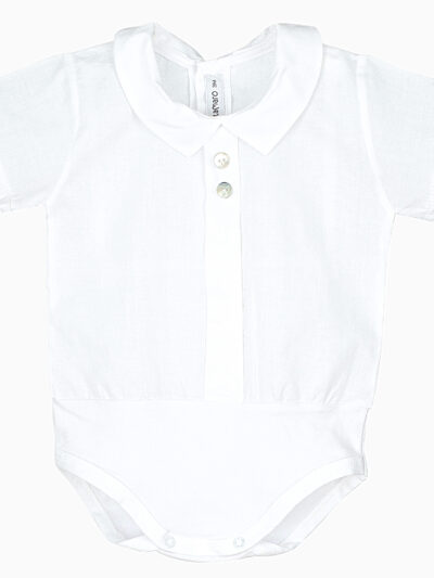 Body elegante de bebé de manga corta – Blanco