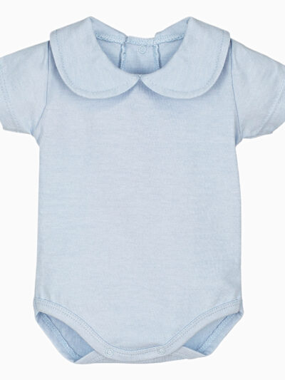Body de bebé de manga corta con cuello redondo – Azul cielo