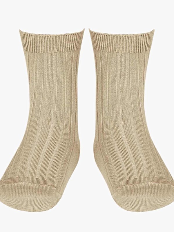 Beige Ribbed Baby Socks