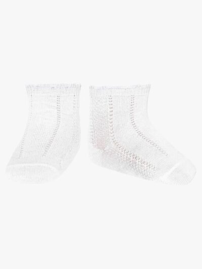 Chaussettes bébé fille courtes ajourées – Blanc