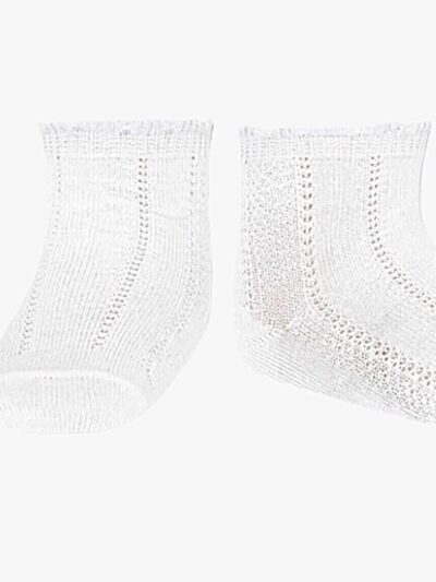 Chaussettes bébé fille courtes ajourées – Blanc