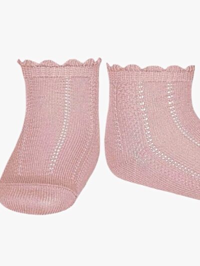 Chaussettes bébé fille courtes ajourées – Rose