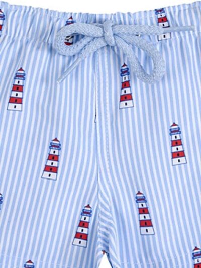 Bañador de rayas para niño – Azul/blanco