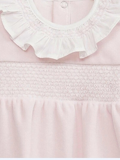 Pyjama bébé fille en velours à collerette plate – Rose