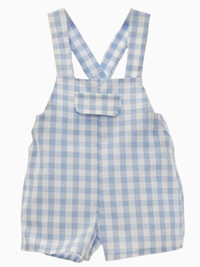 Salopette bébé garçon vichy – Bleu ciel/blanc
