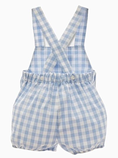 Salopette bébé garçon vichy – Bleu ciel/blanc