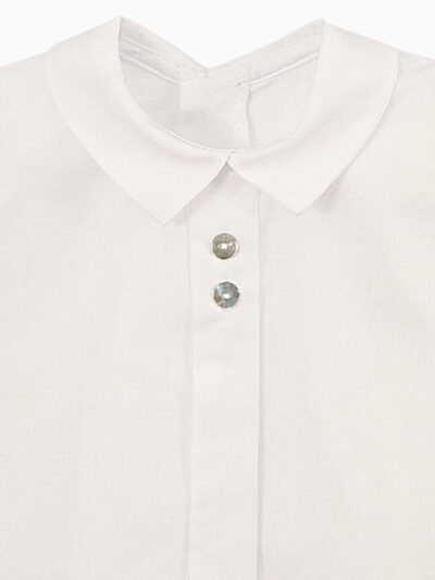 Blouse bébé mixte à col esprit chemise – Ecru