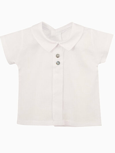 Blouse bébé mixte à col esprit chemise – Ecru