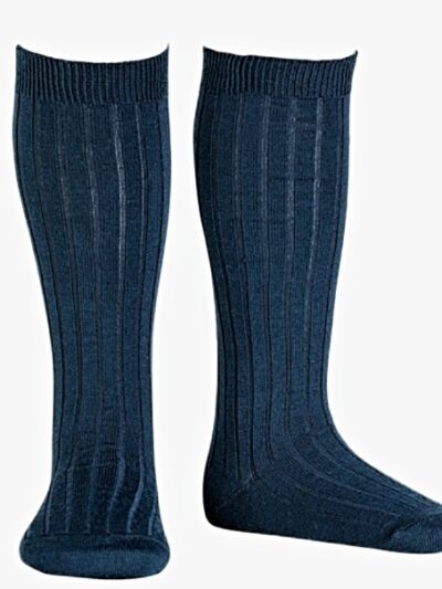 Chaussettes bébé hautes en laine mérinos – Bleu marine