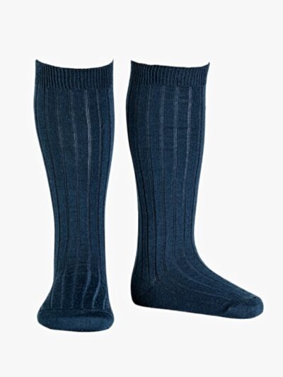 Chaussettes bébé hautes en laine mérinos – Bleu marine