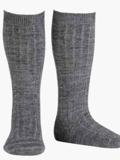 Gray Merino Wool Baby Knee-High Socks