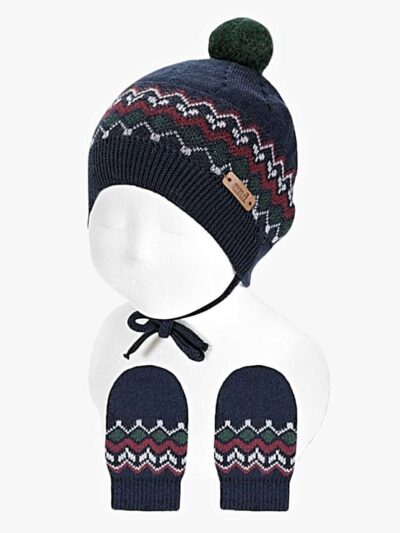 Baby hat and mittens set – Navy blue