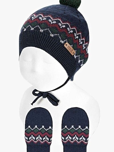 Baby hat and mittens set – Navy blue