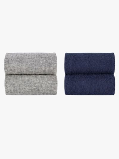 Lot de 2 collants bébé unis – Gris/bleu marine