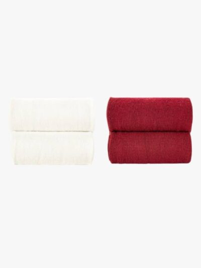 Lot de 2 collants bébé unis – Crème/rouge