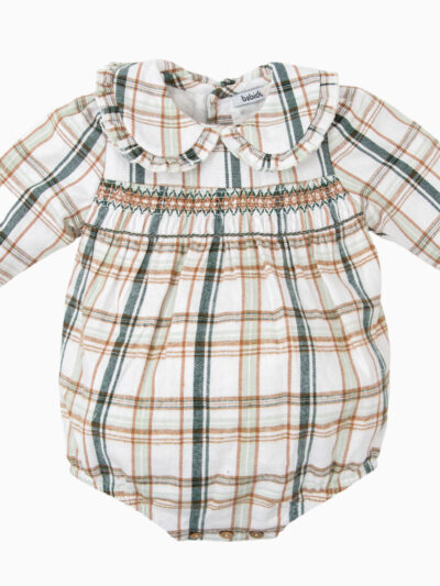 Barboteuse bébé à carreaux en coton chaud