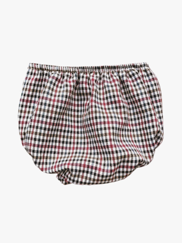 Detail of the Unisex Burgundy Tartan Baby Bloomer