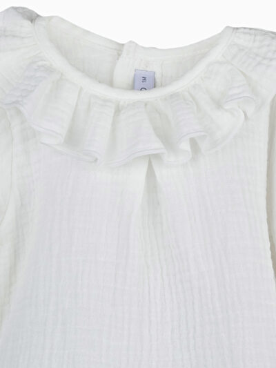Blouse bébé fille à collerette – Blanc