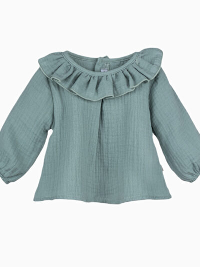 Blouse bébé fille à collerette – Vert