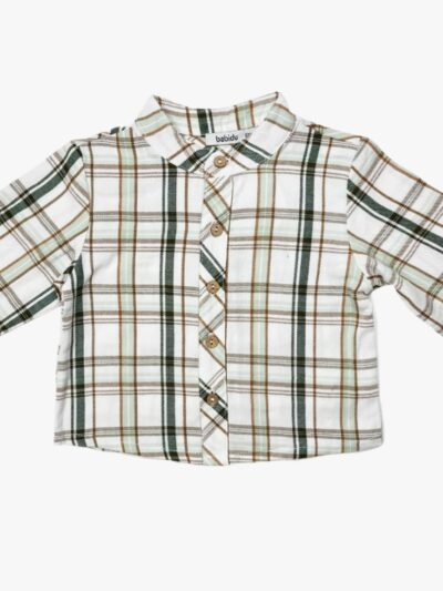 Chemise bébé garçon à carreaux et col mao en coton chaud