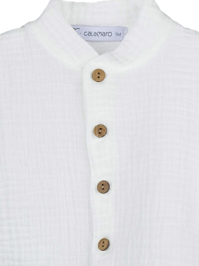 Chemise bébé garçon à col mao – Blanc