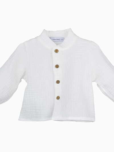 Chemise bébé garçon à col mao – Blanc