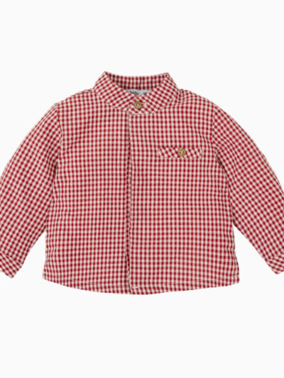Chemise bébé garçon vichy à col mao – Rouge