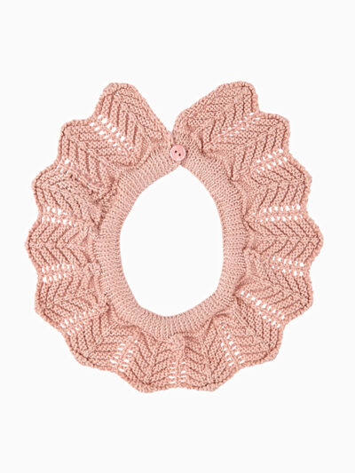 Col amovible fille point mousse pour gilet – Rose