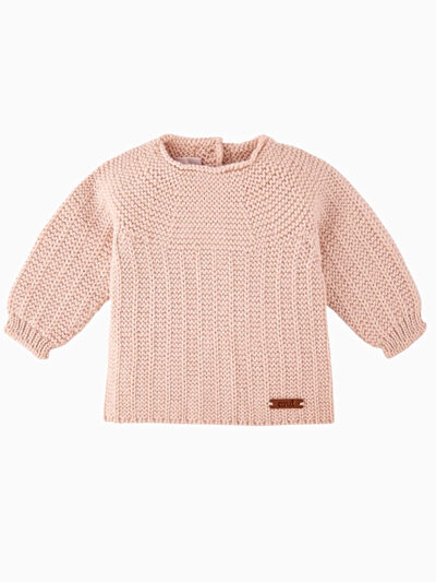 Conjunto de nacimiento de punto en lana merina – Rosa