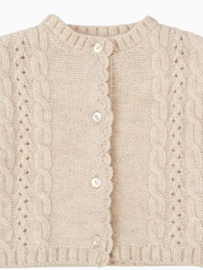 Gilet bébé fille détails ajourés – Beige