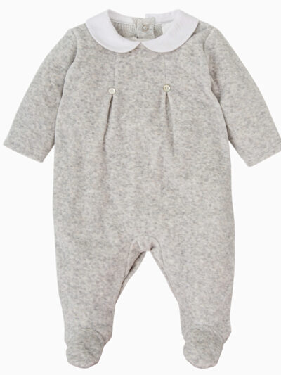 Pyjama bébé mixte en velours – Gris