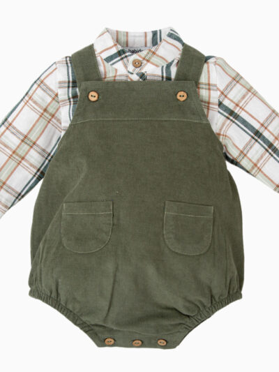 Salopette bébé garçon en velours – Vert