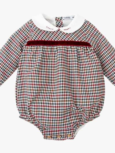 Barboteuse bébé tartan – Bordeaux