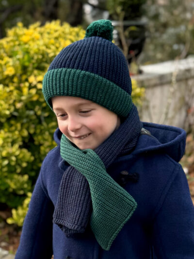 Two-tone Baby Boy’s Hat – Navy/Green